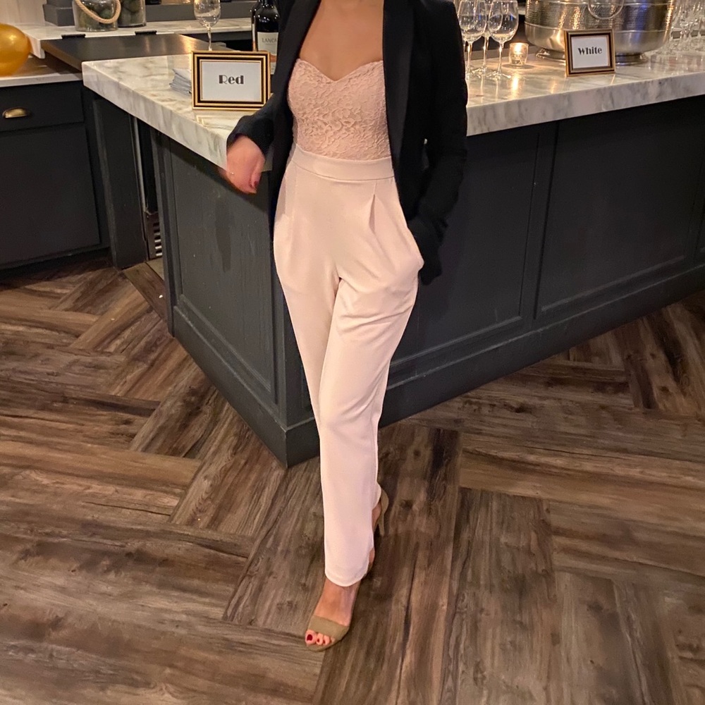 Lace Bodice Strapless Sweetheart Jumpsuit